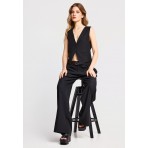 Funky Buddha Casual Wide Leg Παντελόνα Γυναικεία (FBL013-106-02-BLACK)