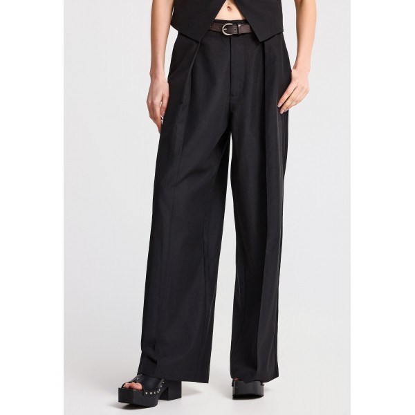Funky Buddha Casual Wide Leg Παντελόνα Γυναικεία (FBL013-106-02-BLACK)