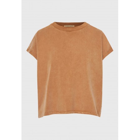 Funky Buddha Γυναικεία Κοντομάνικη Μπλούζα Κάμελ