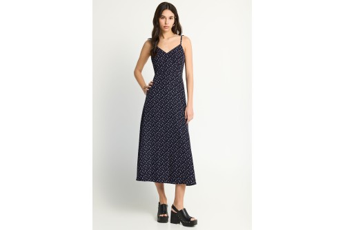 Funky Buddha Floral Φόρεμα Midi Γυναικείο (FBL013-106-13-NAVY)