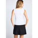 Funky Buddha Γυναικείο Αμάνικο Τοπ Λευκό