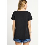 Funky Buddha The Basics Collection Γυναικείο Κοντομάνικο T-Shirt Μαύρο