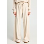 Funky Buddha Flare Fit Γυναικείο Παντελόνι Φόρμας Εκρού