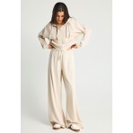 Funky Buddha Flare Fit Γυναικείο Παντελόνι Φόρμας Εκρού