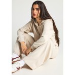 Funky Buddha Flare Fit Γυναικείο Παντελόνι Φόρμας Εκρού