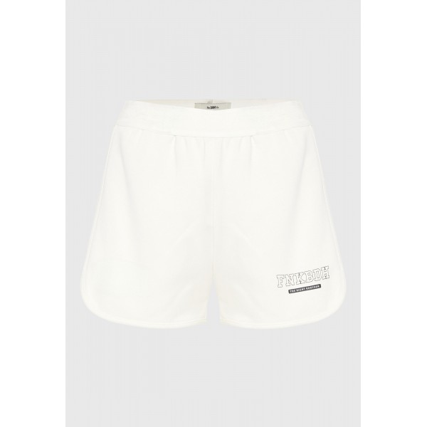 Funky Buddha Printed Logo Σορτς Αθλητικό Γυναικείο (FBL013-108-03-OFF-WHITE)