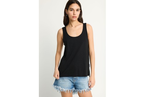 Funky Buddha Cotton Μπλούζα Αμάνικη Γυναικεία (FBL013-108-04-BLACK)