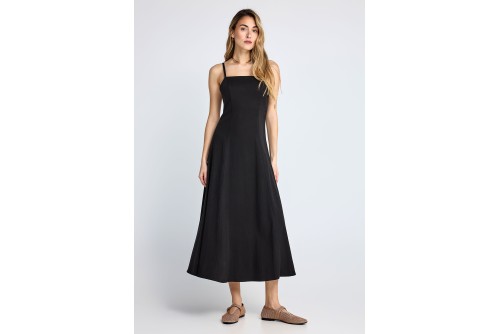 Funky Buddha Φόρεμα Midi Γυναικείο (FBL013-108-13-BLACK)