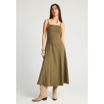 Funky Buddha Γυναικείο Midi Φόρεμα Χακί