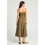 Funky Buddha Γυναικείο Midi Φόρεμα Χακί