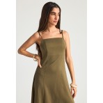 Funky Buddha Γυναικείο Midi Φόρεμα Χακί