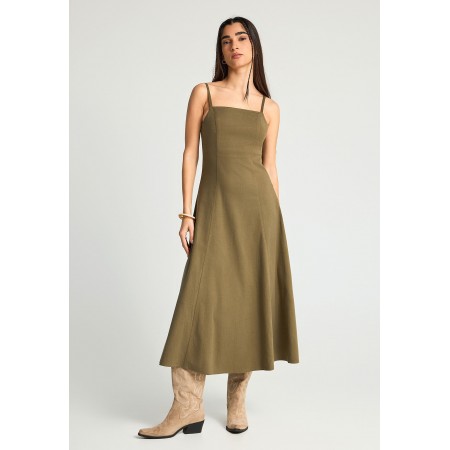 Funky Buddha Γυναικείο Midi Φόρεμα Χακί