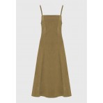 Funky Buddha Γυναικείο Midi Φόρεμα Χακί