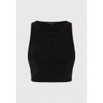 Funky Buddha Γυναικείο Αμάνικο Crop Top Μαύρο