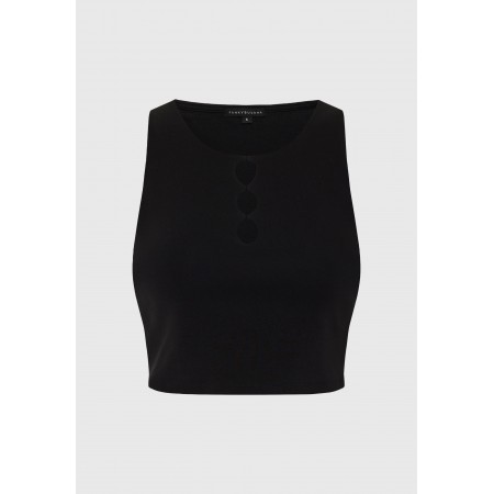 Funky Buddha Γυναικείο Αμάνικο Crop Top Μαύρο