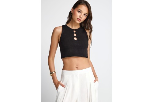 Funky Buddha Crop Top Αμάνικο Γυναικείο (FBL013-109-17-BLACK)