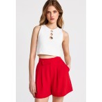 Funky Buddha Γυναικείο Αμάνικο Crop Top Λευκό