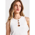 Funky Buddha Γυναικείο Αμάνικο Crop Top Λευκό