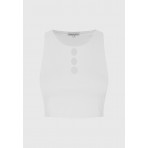 Funky Buddha Γυναικείο Αμάνικο Crop Top Λευκό