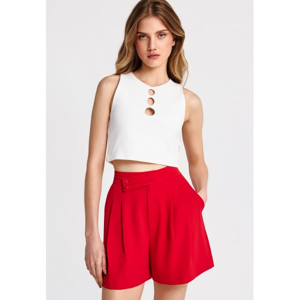 Funky Buddha Crop Top Αμάνικο Γυναικείο (FBL013-109-17-WHITE)
