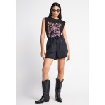 Funky Buddha Linen Blend Γυναικείο Σορτς Μαύρο