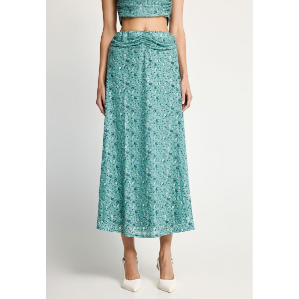 Funky Buddha Floral A-Line Φούστα Μidi Γυναικεία (FBL013-110-14-GREEN-LAKE)