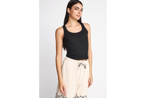 Funky Buddha Rib Μπλούζα Αμάνικη Γυναικεία (FBL013-110-17-BLACK)