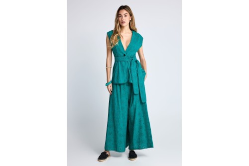 Funky Buddha Embroidery Γιλέκο Γυναικείο (FBL013-111-01-POOL-GREEN)