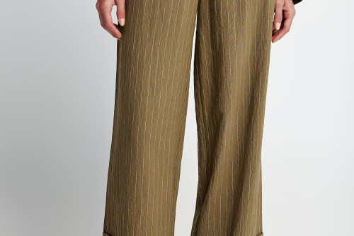 Funky Buddha Striped Παντελόνα Γυναικεία (FBL013-111-02-DUSTY-OLIVE)