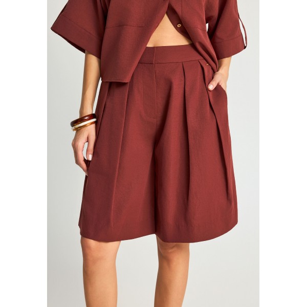 Funky Buddha Βερμούδα Casual Με Πιέτες Γυναικεία (FBL013-111-03-HENNA-BROWN)