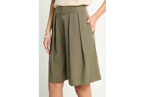 Funky Buddha Βερμούδα Casual Με Πιέτες Γυναικεία (FBL013-111-03-KHAKI)