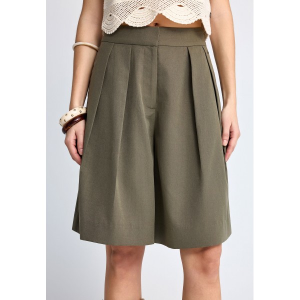 Funky Buddha Βερμούδα Casual Με Πιέτες Γυναικεία (FBL013-111-03-KHAKI)