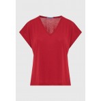 Funky Buddha Γυναικεία Κοντομάνικη Μπλούζα Κόκκινη