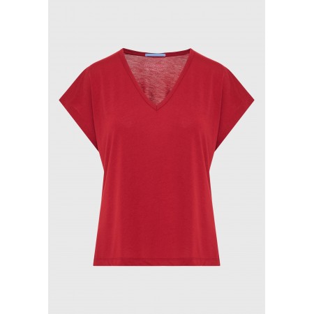 Funky Buddha Γυναικεία Κοντομάνικη Μπλούζα Κόκκινη