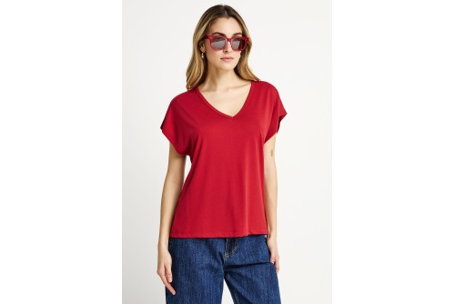 Funky Buddha The Basics Collection V-Neck T-Shirt Γυναικείο (FBL013-111-04-BAKED-APPLE)