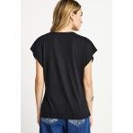 Funky Buddha Γυναικεία Κοντομάνικη Μπλούζα Μαύρη