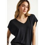 Funky Buddha Γυναικεία Κοντομάνικη Μπλούζα Μαύρη