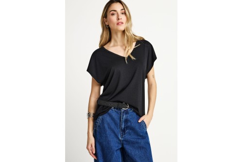 Funky Buddha The Basics Collection V-Neck T-Shirt Γυναικείο (FBL013-111-04-BLACK)