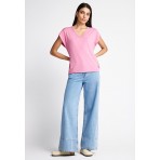 Funky Buddha The Basics Collection V-Neck T-Shirt Γυναικείο (FBL013-111-04-CASHMERE-ROSE)