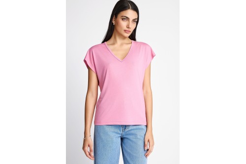 Funky Buddha The Basics Collection V-Neck T-Shirt Γυναικείο (FBL013-111-04-CASHMERE-ROSE)