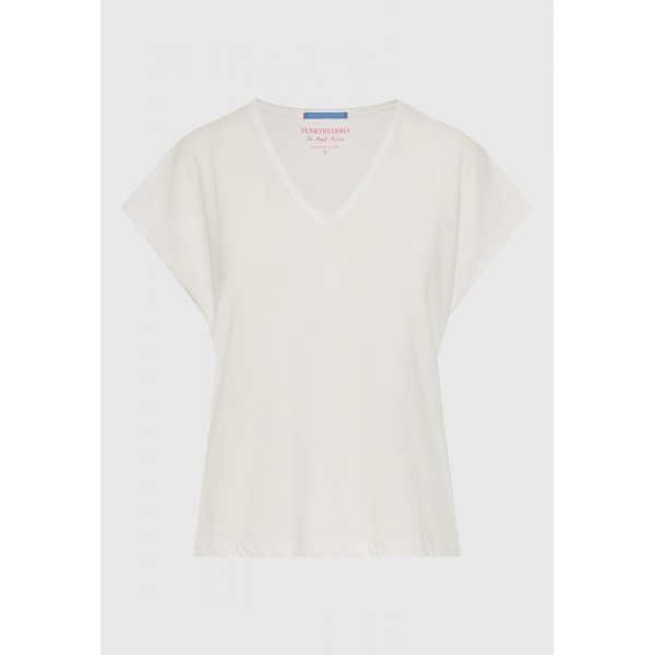 Funky Buddha The Basics Collection V-Neck T-Shirt Γυναικείο (FBL013-111-04-OFF-WHITE)