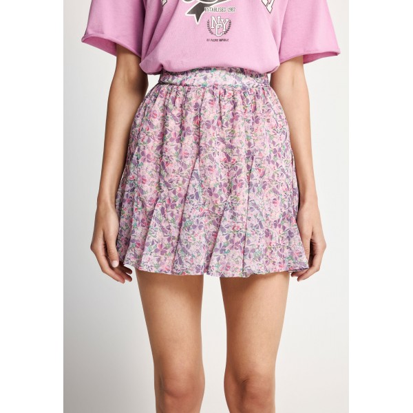 Funky Buddha Floral Φούστα Mini Γυναικεία (FBL013-111-14-LILAC)