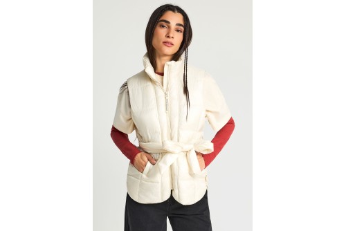 Funky Buddha Μπουφάν Αμάνικο Γυναικείο (FBL013-112-01-CLOUD-CREAM)