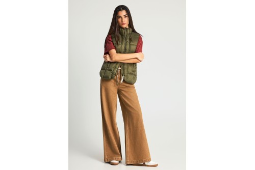 Funky Buddha Μπουφάν Αμάνικο Γυναικείο (FBL013-112-01-HERBAL-KHAKI)