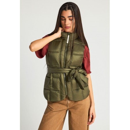 Funky Buddha Γυναικείο Αμάνικο Μπουφάν Χακί