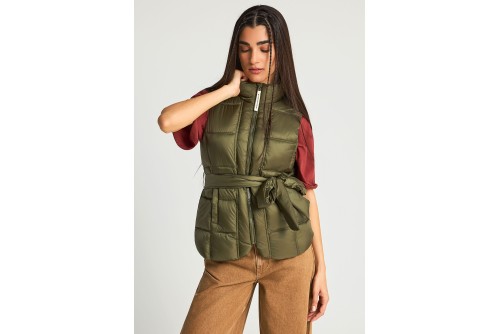 Funky Buddha Μπουφάν Αμάνικο Γυναικείο (FBL013-112-01-HERBAL-KHAKI)
