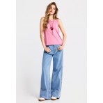 Funky Buddha Γυναικεία Αμάνικη Μπλούζα Ροζ