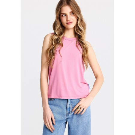 Funky Buddha Γυναικεία Αμάνικη Μπλούζα Ροζ