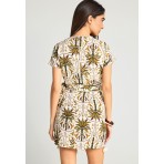 Funky Buddha Γυναικείο Κοντομάνικο Cropped Top Εκρού, Πράσινο, Διάφορα Χρώματα