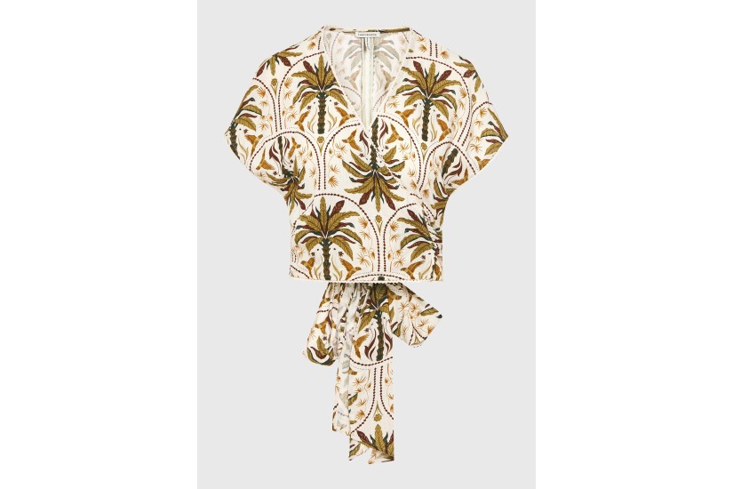 Funky Buddha Γυναικείο Κοντομάνικο Cropped Top Εκρού, Πράσινο, Διάφορα Χρώματα